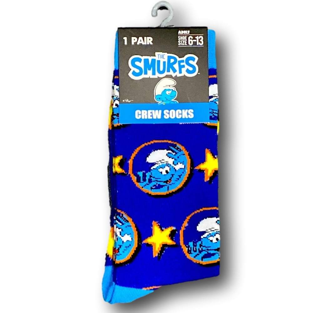 3/$20 The Smurfs Jokey Smurf Funny Novelty Crew Socks - NWT